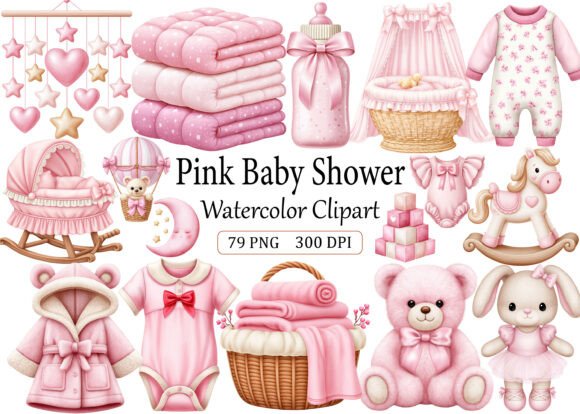 Download Pink Baby Shower Clipart Watercolor PNG - Watercolor png Collection