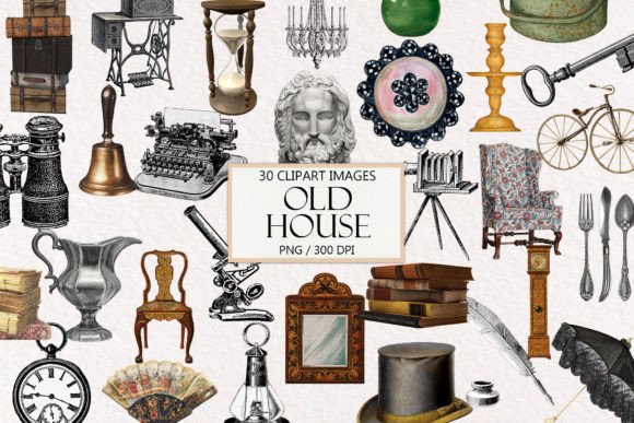 Download Vintage Old House Object Clipart - Old Collection