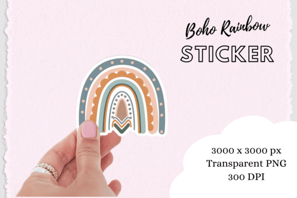Download Boho Chic Rainbow Sticker - Boho Collection