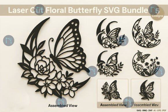 Download Laser Cut Floral Butterfly SVG Bundle - Floral Collection