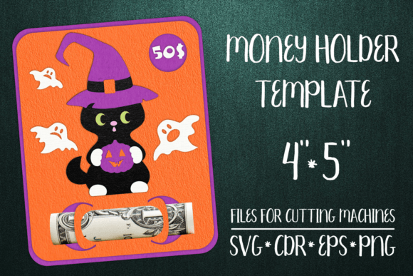 Download Black Cat Halloween Card Money Holder - Old Collection
