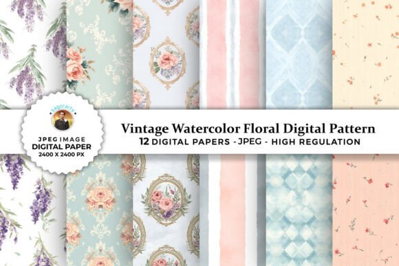 Download Vintage Watercolor Floral Digital Paper - Floral Collection