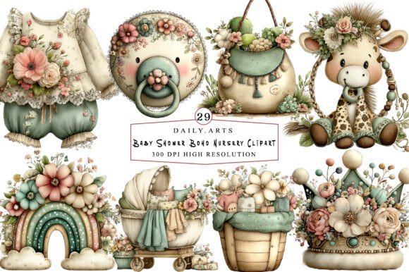 Download Baby Shower Boho Nursery Clipart - Boho Collection