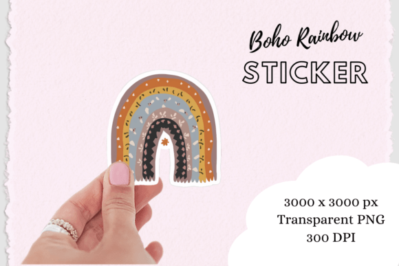 Download Boho Chic Rainbow Sticker - Boho Collection
