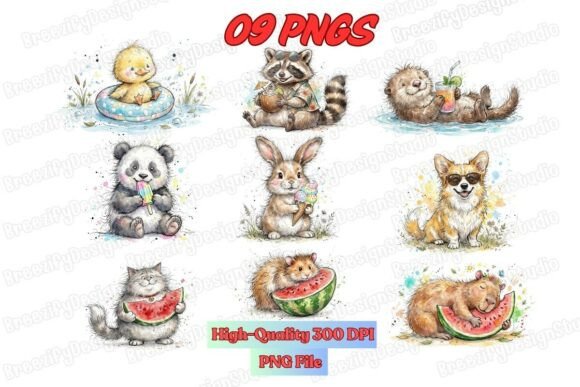 Download Summer Animals Watercolor PNG Bundl - Watercolor png Collection