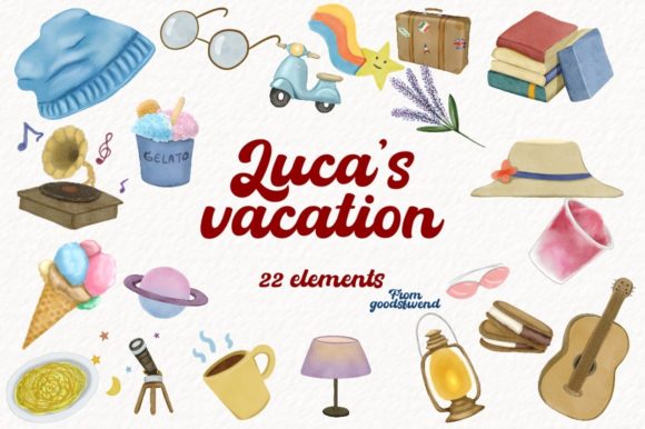 Download Luca's Vacation Vintage Elements Clipart - Premium Resources
