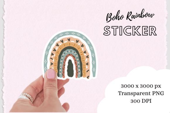 Download Boho Chic Rainbow Sticker Png - Boho Collection