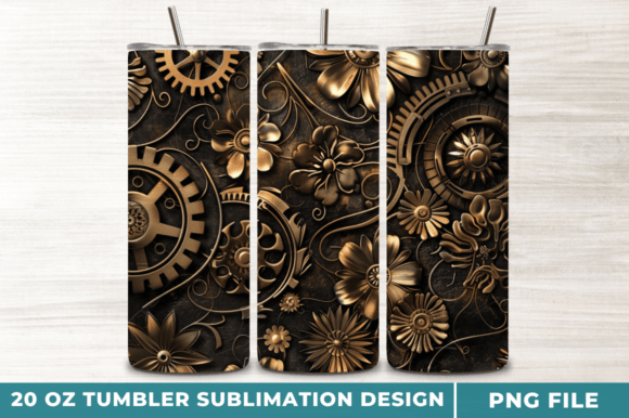 Download Steampunk Floral 20oz Tumbler Wraps PNG - Floral Collection