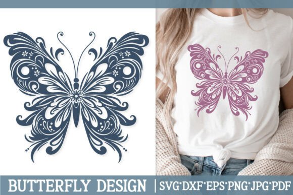 Download Ornate Baroque Butterfly SVG Floral - Floral Collection