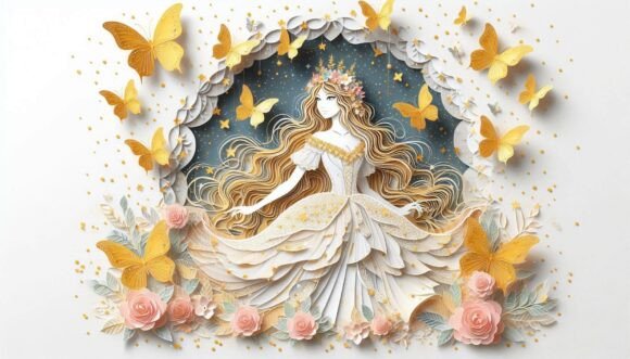 Download Princess with Floating Golden Butterflie - Old Collection