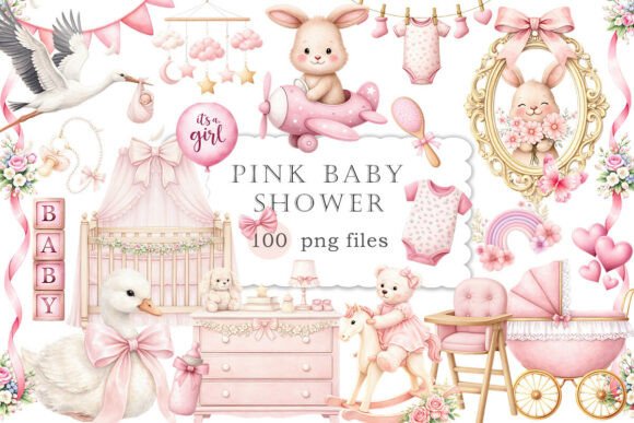 Download Pink Baby Shower Clipart Watercolor PNG - Watercolor png Collection